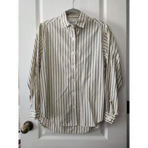 Lands‎ End Womens button up long sleeve Collared Neck Striped shirt Size 10